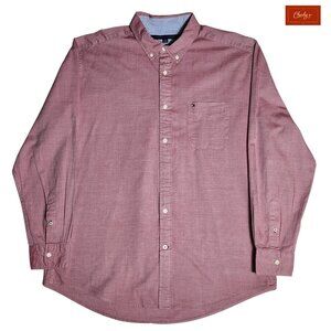 Tommy Hilfiger Long Sleeve Red Button Down Shirt Classic Fit Sz XL(ID50)